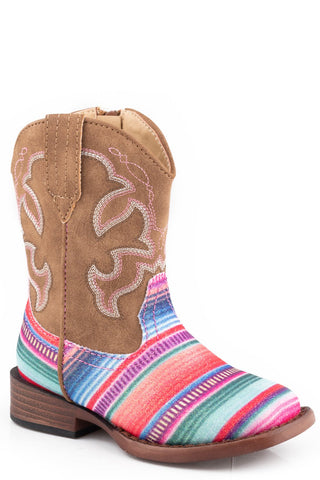 Roper Toddler Girls Glitter Serape Pink Faux Leather Cowboy Boots