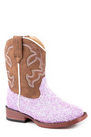 Roper Toddler Girls Glitter Blast Purple Faux Leather Cowboy Boots