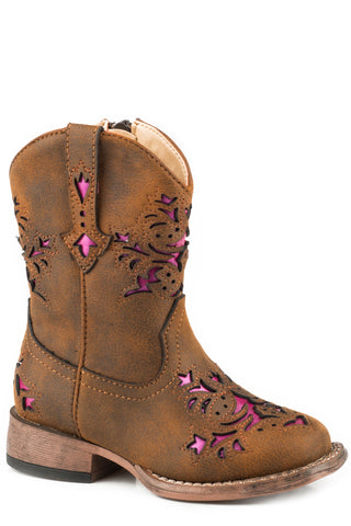 Roper Toddler Girls Lola Brown Faux Leather Cowboy Boots