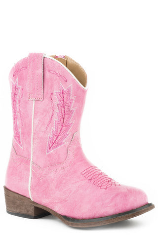 Roper Toddler Girls Taylor Pink Faux Leather Cowboy Boots