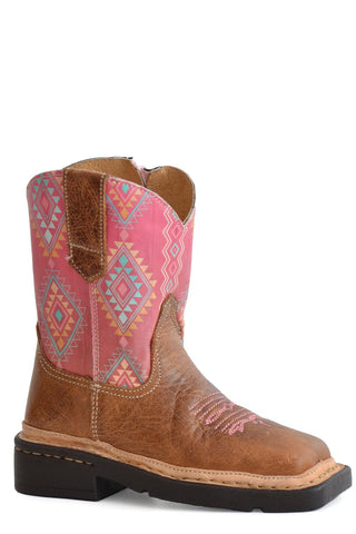 Roper Toddler Girls Dakota Tan Leather Cowboy Boots