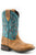 Roper Kids Unisex Monterey Tan/Blue Leather Cowboy Boots