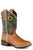 Roper Kids Boys James Tan/Green Leather Cowboy Boots