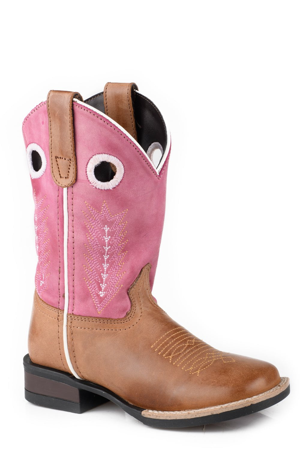 Pink Tan Western Boots Roper Kids Girls James Tan/Pink Leather