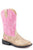 Roper Kids Girls Tan/Pink Faux Leather Dazzle Cowboy Boots