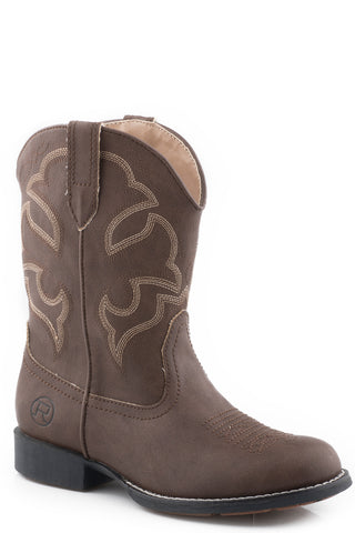 Roper Kids Boys Cody Brown Faux Leather Cowboy Boots
