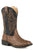 Roper Kids Unisex Jed Brown/Black Faux Leather Ostrich Cowboy Boots