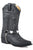 Roper Dale Kids Black Faux Leather Girls Harness Hearts Boots