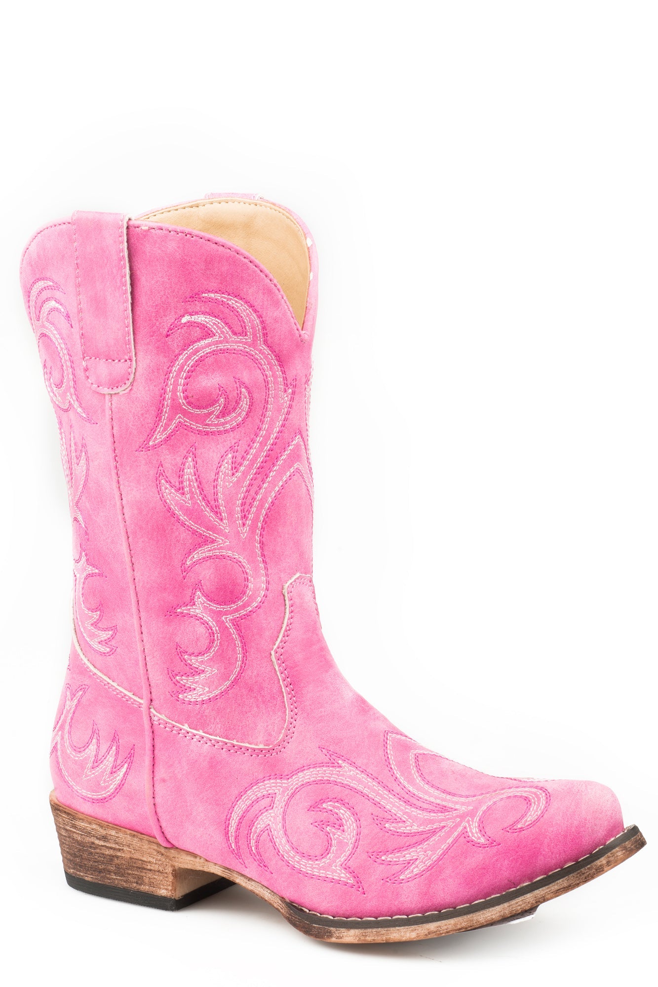 Roper 9In Girls Kids Pink Faux Leather Riley Cowboy Boots – The