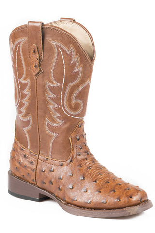 Roper Kids Unisex Bumps Tan Faux Leather Cowboy Boots