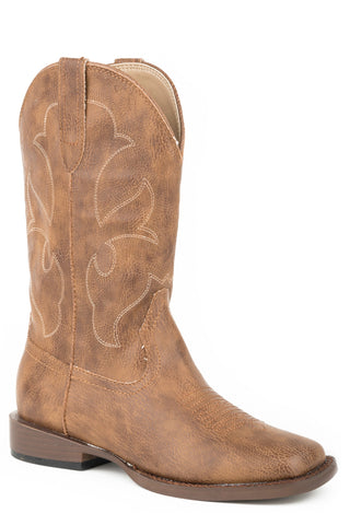 Roper Kids Unisex Cole Tan Faux Leather Cowboy Boots