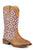 Roper Kids Girls Glitter Geo Tan/Pink Faux Leather Cowboy Boots