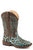 Roper Kids Girls Turquoise Faux Leather Glitter Leopard Cowboy Boots