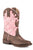 Roper Kids Girls Lacy Pink/Brown Faux Leather Cowboy Boots