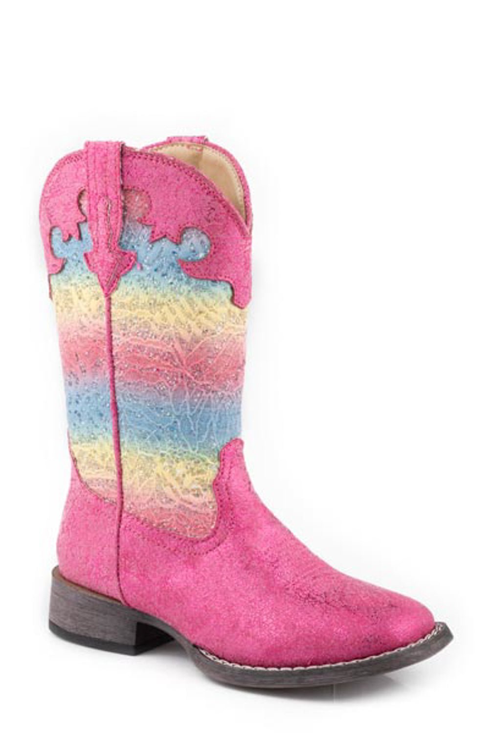 Roper Western Boots Girls Glitter Lace Pink 09 018 1903 3116 Pi