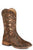 Roper Kids Girls Bailey Brown Faux Leather Cowboy Boots