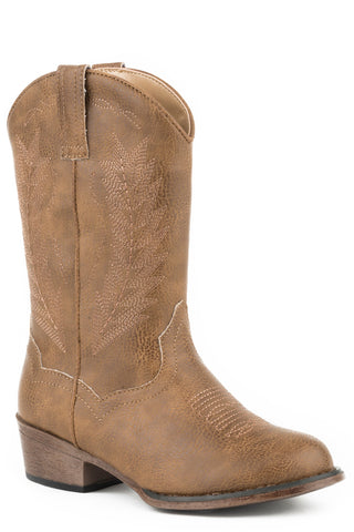 Roper Kids Unisex Taylor Tan Faux Leather Cowboy Boots