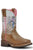 Roper Girls Kids Brown Leather Barrel Rider Geo Cowboy Boots