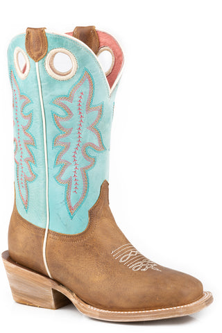Roper Girls Ride Em Cowgirl Tan Leather Cowboy Boots
