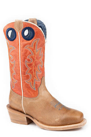 Roper Boys Ride Em Cowboy Tan/Brown Leather Cowboy Boots