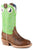 Roper Kids Boys Ride Em Cowboy Tan/Green Leather Cowboy Boots