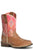 Roper Kids Girls Dakota Tan Leather Cowboy Boots