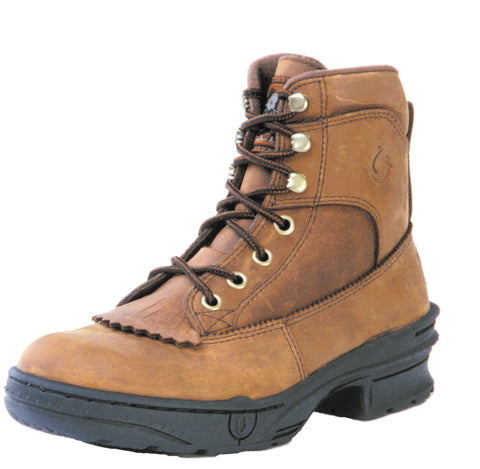 Roper Mens Crossrider Horseshoe Brown Oiled Leather Riding Kiltie Boots 11.5 D