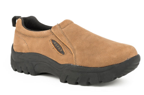 Roper Mens Timeless Basic Tan Leather Slip-On Shoes