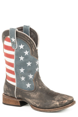 Roper Mens America Brown Leather Cowboy Boots 10 D