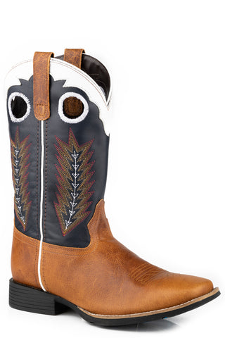 Roper Mens James Blue Leather Cowboy Boots