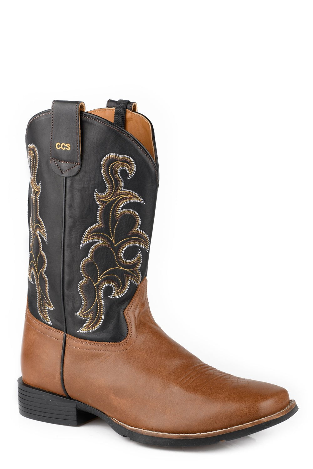 Roper Mens Trigger CCS Brown/Black Leather Cowboy Boots – The