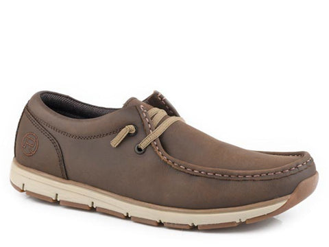 Roper Mens Lloyd Dark Brown Leather Slip-On Shoes