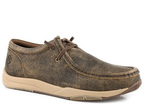Roper Mens Clearcut Low Brown/Black Leather Slip-On Shoes
