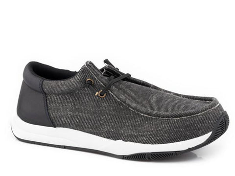 Roper Mens Clearcut Low Black Fabric Slip-On Shoes