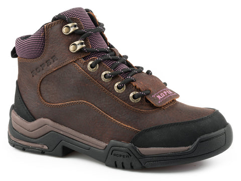 Roper Womens Terra H2 Horseshoe Kiltie Brown Leather Work Boots 6.5