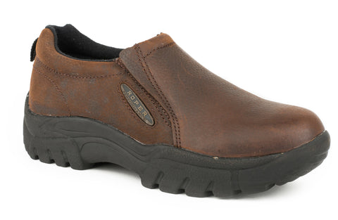 Roper Womens Timeless Basic Brown Leather Slip-On Shoes