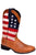 Roper Womens Tan Leather Patriotism Flag Cowboy Boots 10.5