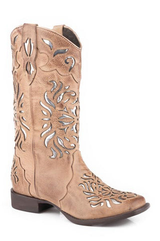 Roper Womens Belle II Tan Leather Cowboy Boots