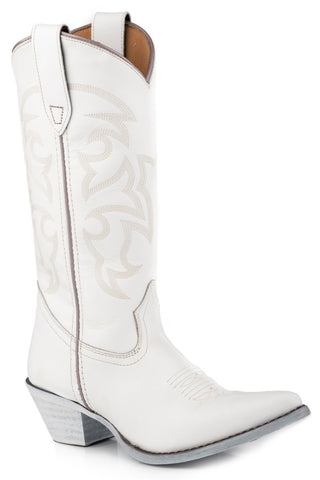 Roper Womens Barclay White Leather Cowboy Boots