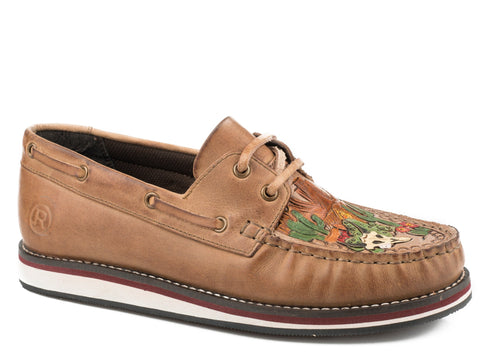 Roper Womens Bertha Brown Leather Slip-On Shoes