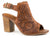 Roper Womens Mika Tan Leather Tooled Peep Toe Heels
