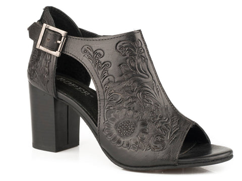 Roper Womens Black Leather Mika Closed Back Sandal Shoes 7