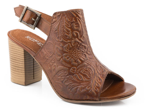 Roper Womens Tan Leather Mika II 3In Heel Sandal Shoes 10.5