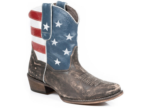 Roper Womens American Beauty Brown Multi Leather Cowboy Boots