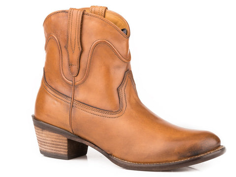 Roper Womens Burnish Tan Leather Harper Ankle Boots 8