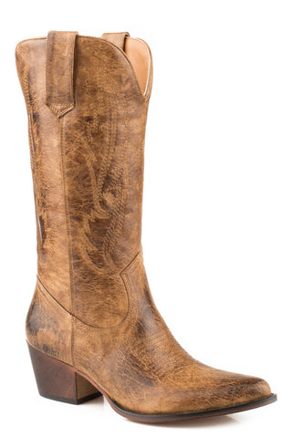 Roper Womens Nettie Tan Faux Leather Cowboy Boots