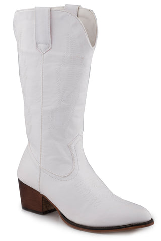Roper Womens Nettie White Faux Leather Cowboy Boots
