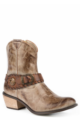 Roper Womens Mae Tan Faux Leather Cowboy Boots