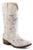 Roper Womens Riley Floral White Faux Leather Cowboy Boots 10