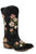 Roper Womens Riley Floral Black Faux Leather Cowboy Boots